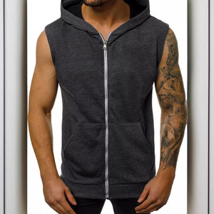 Nuovo e Versatile Cardigan sportivo in tinta unita senza maniche con cappuccio da <span class=keywords><strong>uomo</strong></span> <span class=keywords><strong>gilet</strong></span> Casual da <span class=keywords><strong>uomo</strong></span> alla moda - Product Image 3