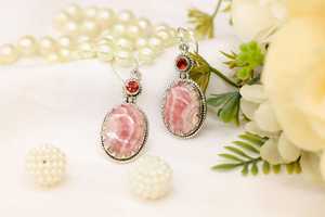 Rhodochrosite and Garnet Gemstone Earrings <b>Handmade</b> <b>Jewelry</b> 925 Sterling Silver Drop Earrings Women Fashion Wholesale - Product Image 6