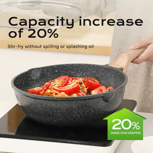 Cocina doméstica, estufa de Gas, cocina de inducción, Wok Universal de fondo plano, piedra médica, sartén antiadherente de aluminio con tapa - Product Image 4