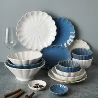 Conjunto de tigela de cerâmica com borda japonesa, para tigela e prato, para uso doméstico, tigela de sopa, prato de peixe, utensílios de mesa