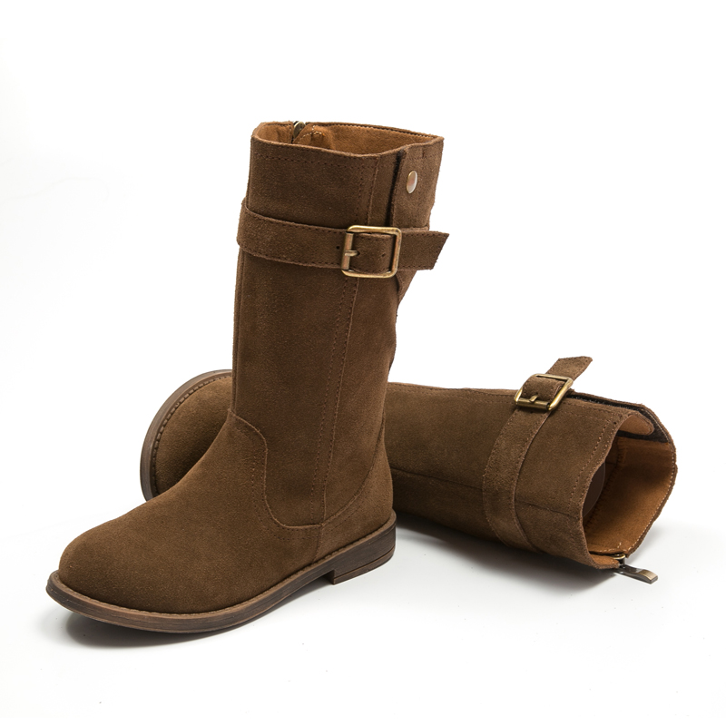 Girls' boots  spring high boots  big children's leather baby princess boots