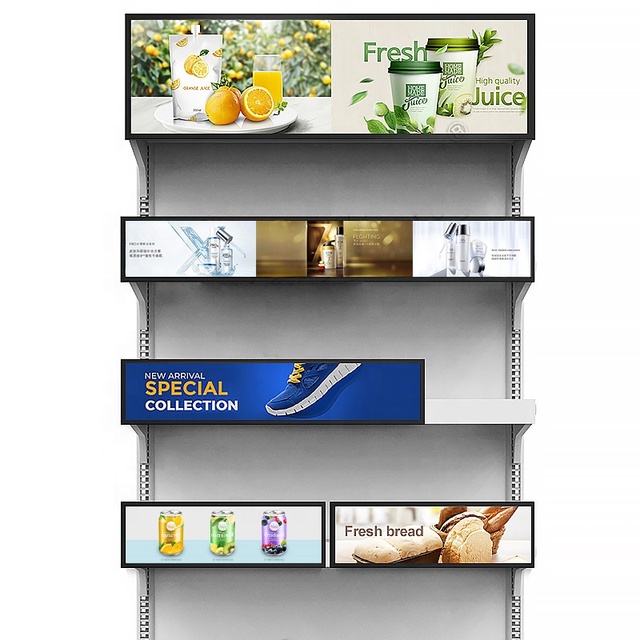 19inch 24inch 28inch HD Ultra Wide LCD Display Shelf Stretched LCD Monitor Advertising Bar Screen for Retail Store Supermarket