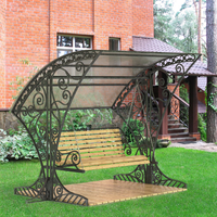 Lit balançoire d'extérieur en fer forgé avec auvent, design contemporain, 3 places, pour salon, hôtel, parc, plage, balcon, jardin