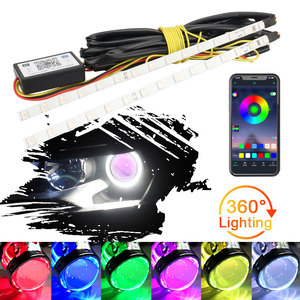 GPRGIT DRL129 23cm RGB LED RGB à commande par application, cercle <span class=keywords><strong>Angel</strong></span> Eye, phare de voiture super lumineux, feux de jour, lampe étanche - Product Image 1