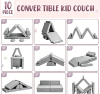 Petit canapé modulaire moderne, design mignon, en tissu et mousse, pliable, réglable, siège souple pour la maison, la chambre, la lecture et les jeux d'enfants