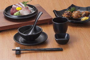 A5 멜라민 블랙 무광 스톤 질감 작은 그릇 레스토랑 애피타이저 서빙 볼 220ml 밥 국수 된장용 그릇 - Product Image 6
