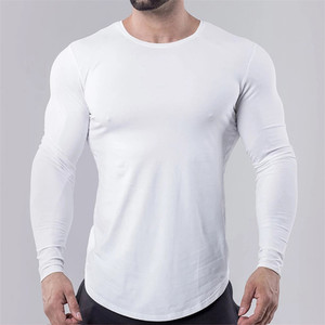 Camisetas de manga larga de colores para hombre, camiseta lisa informal de talla grande, camisetas deportivas para entrenamiento muscular, impresión personalizada - Product Image 2