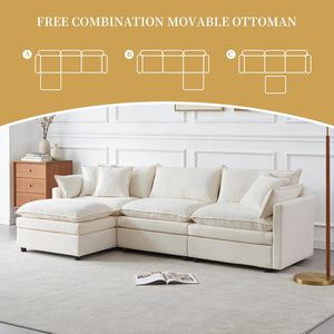 Canapé modulaire en nuages avec ottoman, 4 places, assise profonde, pour maison et appartement, vente en gros, approvisionnement en vrac - Product Image 2