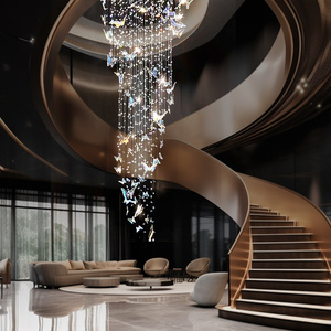 Tùy chỉnh hiện đại biệt thự sang trọng khách sạn dự án chiếu sáng bướm <span class=keywords><strong>Shape</strong></span> LED Đèn Chùm Pha Lê ánh sáng cho trần nhà cao - Product Image 1