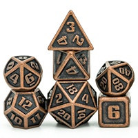 Ensemble de dés métalliques polyédriques personnalisés avec logo pour jeux de rôle (RPG) Donjons et Dragons, MINI 7 pièces avec emballage personnalisé