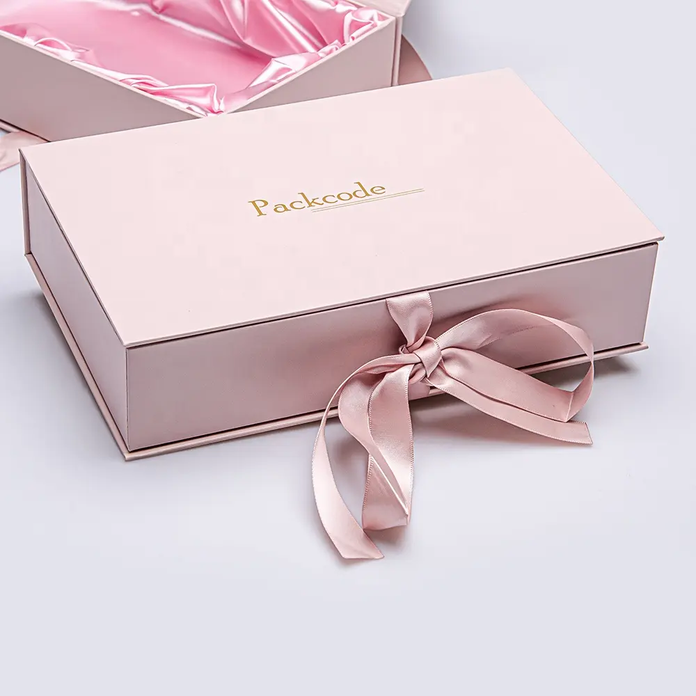 Individuell bedruckte rosa harte flache faltbare Packpapier alles Gute zum Geburtstag Geschenk box mit Band verschluss