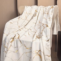 Couverture de lit en flanelle à imprimé marbré doré de luxe, couverture élégante à motif métallique doux pour la décoration de la chambre à coucher, cadeau pour la maison