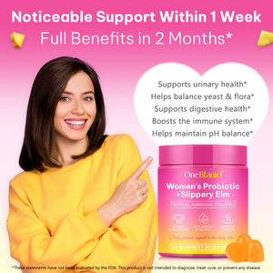 OneBtanicl probiotik feminim asli dan licin Elm Gummy suplemen wanita probiotik Gummies untuk Flora vagina sehat - Product Image 5