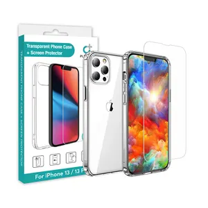 360 degree protection Actylic TPU phone case with tempered glass screen protector for iphone 11 12 13 14 15 pro max