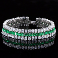 Pulsera de zirconia cúbica de 3 capas para mujer, brazalete de lujo, de alta calidad, con relleno de oro