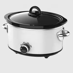 3.5升电动慢炖锅，带高端手柄可拆卸石锅，用于褐变洗碗机安全，白色