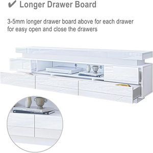 Meuble <span class=keywords><strong>TV</strong></span> moderne à lumières <span class=keywords><strong>LED</strong></span> Panneau en bois noir brillant pour meubles de maison pour le salon Étagère ouverte Espace de rangement caché - Product Image 5