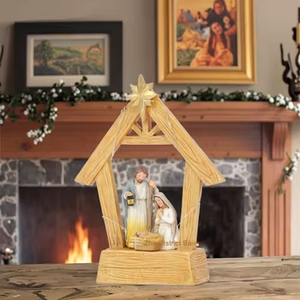 Custom <strong>Wholesale</strong> Eco-friendly <strong>Jesus</strong> Nativity Resin <strong>Figurine</strong> with Light-Up <strong>Baby</strong> <strong>Jesus</strong> for Christmas Decoration - Product Image 4