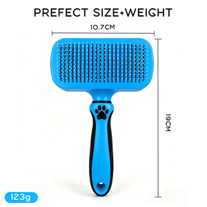 Peigne démêlant portable et autonettoyant pour animaux de compagnie (chiens, chats, lapins) en ABS, acier inoxydable et plastique TPR – Outil de toilettage sûr - Product Image 2