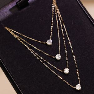Xinfly Fashion Fine Jewelry Wholesale 18K Real Gold <b>Necklace</b> with 0.30ct Natural Diamond Three Claws Design Custom - Product Image 1