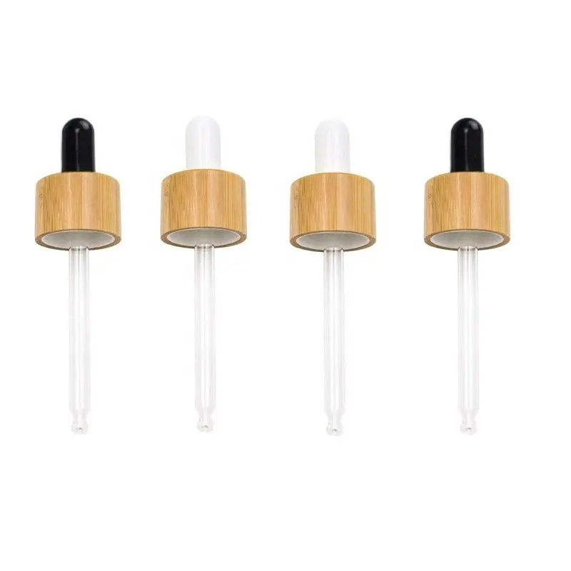 18mm 20mm 24mm Bamboo Dropper Cap Cosmetic Serum Drop Pipette Lid Essential Oil Bottles Top Eco Friendly Wooden Bamboo Cover