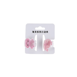 Petites pinces à cheveux en forme de créature marine rose de la série Ocean pour enfants et filles - Product Image 1