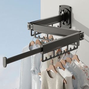 Séchoir à linge mural adhésif sans perçage, amélioré, rétractable et extensible pour buanderie - Product Image 1