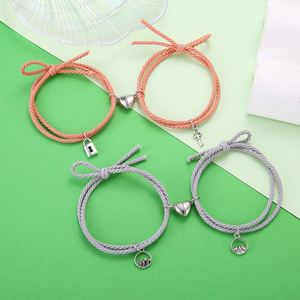 Pulsera de Pareja con Cierre Magnético, Pulsera Creativa de Cuerda, Amistad, Joyería para Hombre y Mujer, Regalo, Pulsera con Dijes, 2 Piezas - Product Image 1