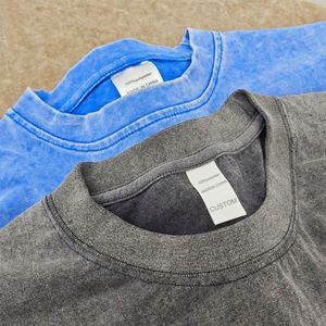 Design Acid Wash T-shirts Customizable Logo Printed Basic Style 100% Cotton Stone Wash Short Sleeve Wholesale 260 Grams Knitted - Product Image 1