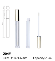 Tube de brillant à lèvres en plastique transparent de 2,5 ml, forme carrée, vide, en AS, pour gloss et brillant à lèvres – OEM cosmétique