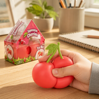 Jolie balle anti-stress souple en forme de cerise, jouet sensoriel à presser pour enfants et cadeau