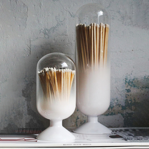 Cloche à <span class=keywords><strong>allumettes</strong></span> en verre soufflé à la main avec texture nervurée en spirale, pot à <span class=keywords><strong>allumettes</strong></span> transparent avec bouchon en liège et 120 <span class=keywords><strong>allumettes</strong></span> pour cheminée - Product Image 5