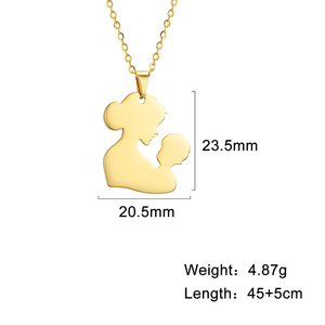 Regalo per la festa della mamma mamma che abbraccia la collana del bambino vera collana in oro 18 carati Non appannante in acciaio inossidabile 316L con cuore d'amore per madre e bambino - Product Image 6