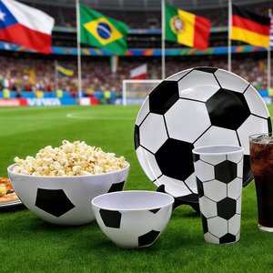 Nuovo Design Set di Stoviglie in Melamina per Calcio e Partite Mondiali, Piatti, Ciotole e Tazze per Guardare le Partite - Product Image 3
