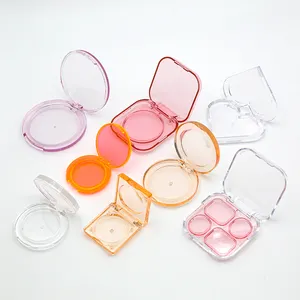 Transparent OEM Round Plastic Makeup Compact Cosmetic Packaging Pressed Powder Case