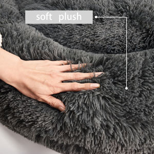 Cama redonda de lujo para mascotas de tamaño XL, cojín de terciopelo suave con espuma viscoelástica, sofá lavable para perros para gatos y perros, cojín de felpa duradero - Product Image 4