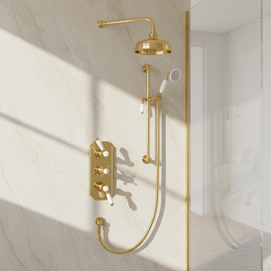 Soffione <span class=keywords><strong>Doccia</strong></span> Tradizionale 18mm con Tubo Rigido, 8'' WRAS Cromato, Soffione Termostatico in Ottone Vernet - Product Image 4