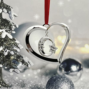 Lune et coeur en argent Ornement souvenir de <span class=keywords><strong>mon</strong></span> premier <span class=keywords><strong>Noël</strong></span> pour bébé Taille personnalisée pour la célébration du <span class=keywords><strong>1er</strong></span> <span class=keywords><strong>Noël</strong></span> de bébé - Product Image 2
