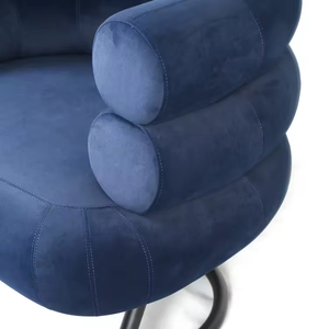 Fauteuil de designer contemporain français de haute qualité, en acier inoxydable et velours, fauteuil de salon pour le salon - Product Image 5