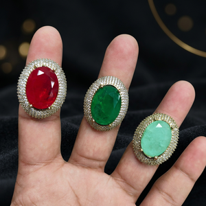 Vintage Natural Stone Oval Statement <b>Ring</b> <b>Gold</b> Tone Filigree Crystal Border Elegant Women <b>Cocktail</b> Fashion Jewelry - Product Image 3