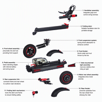 Scooter électrique 48V 1200W, 11 pouces, tout-terrain, double suspension, batterie au lithium, scooter électrique de banlieue, double frein à disque, autonomie de 55 km