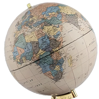 Globe terrestre antique en plastique de 13 pouces avec base en bois et support en laiton, sphère en papier de 32 cm, décoration éducative pour la maison/le bureau ILEXRUI