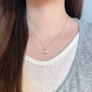 Collier Pendentif Fantaisie Élégant de Luxe en Or 18 carats avec Diamant <span class=keywords><strong>Rose</strong></span> de Laboratoire Double Brillant et Chaînes de Diamants pour Femme - Product Image 5