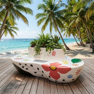 Banc-jardinière en PRV peint et étanche, direct usine, pour sièges publics et sièges d'attente, chaise de loisirs créative en fibre de verre pour centre commercial, en promotion - Product Image 1