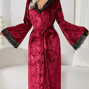 Albornoz de microfibra de manga larga para mujer al por mayor, sexy, de alta calidad, ropa de dormir, camisones - Product Image 5