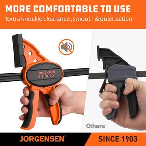 Jorgensen - Juego de 4 abrazaderas de barra de 6 pulgadas para carpintería, abrazadera de sujeción E-Z Hold, abrazadera versátil con liberación de trinquete - Product Image 3
