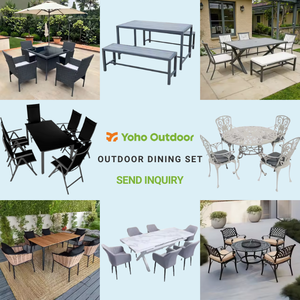 Juego de sillas de mesa de comedor de inyección de plástico PP de 7 piezas, juego de mesa de comedor de PP para jardín al aire libre con silla con reposabrazos, juego de cena barato - Product Image 6