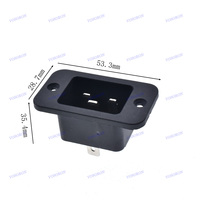 Adaptor Panel Mount Universal Hitam 16A 250V IEC-C19/C20, Konektor Soket PDU/UPS, Soket Steker Daya Industri