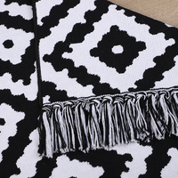Tapis de chambre Tapis de sol à carreaux noir et blanc Tassel Woven