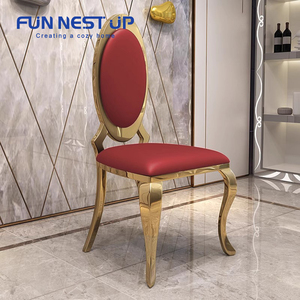 FUN NEST Hotel Silla de banquete de lujo Forma ovalada Estilo europeo Silla de comedor Diseño del hogar Silla de comedor ovalada de acero inoxidable - Product Image 3